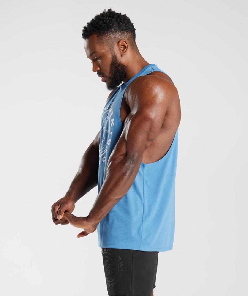 Camiseta Tirantes Gymshark Legacy Drop Arm Hombre Azules | CO 3228RVD